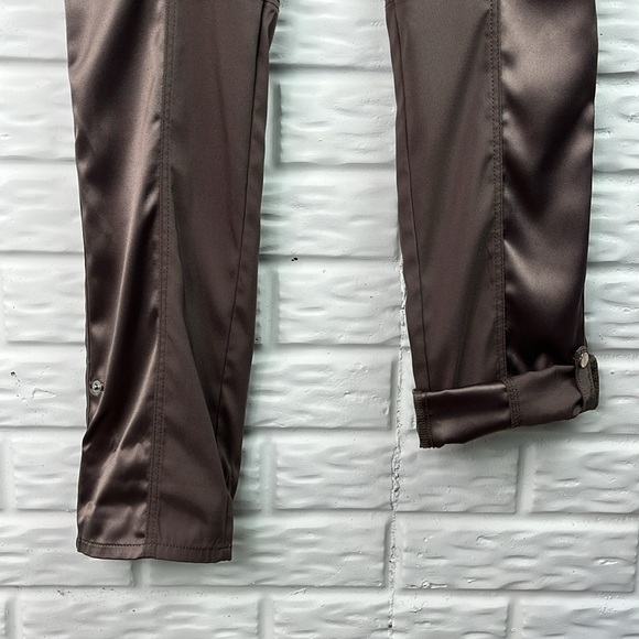WHITE HOUSE BLACK MARKET Satin Panel Taupe Utility Straight Crop Pants Sz 4L - Picture 6 of 16